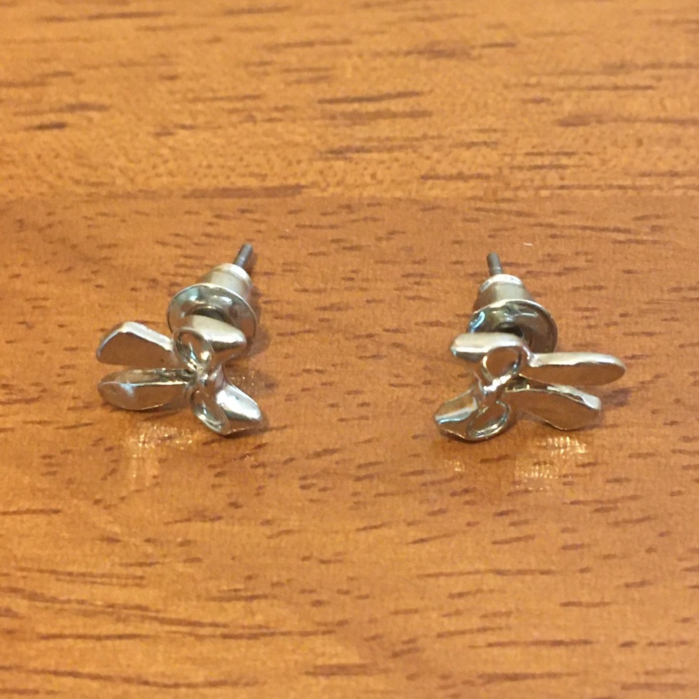 Silver Tone Bow Stud Earrings